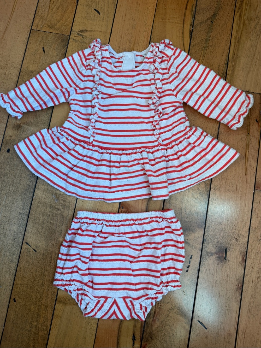 Janie and Jack stripped dress and bloomer ruffle set